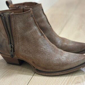 Frye Brown Ankle Boots with Zipper